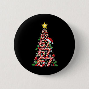 67 Christmas Tree Candy Cane Holiday Six Seven Mem 6 Cm Round Badge