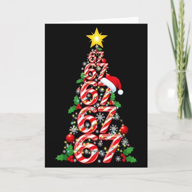 67 Christmas Tree Candy Cane Holiday Six Seven Mem Card (Front)