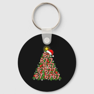 67 Christmas Tree Candy Cane Holiday Six Seven Mem Key Ring