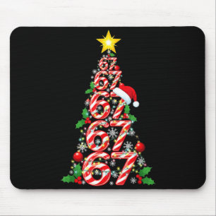 67 Christmas Tree Candy Cane Holiday Six Seven Mem Mouse Pad