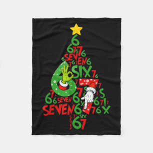 67 Christmas Tree Xmas Holiday Six Seven Meme Brai Fleece Blanket