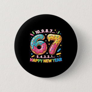 67 Countdown Happy New Year 2026 Funny Donut Numbe 6 Cm Round Badge