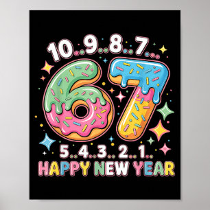 67 Countdown Happy New Year 2026 Funny Donut Numbe Poster
