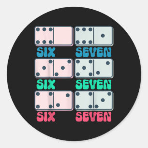 67 Counting Dominos Blocks Mathematics Teacher Vin Classic Round Sticker