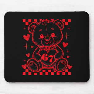 67 Cute Heart Teddy Bear Valentine's Day Six Seven Mouse Pad