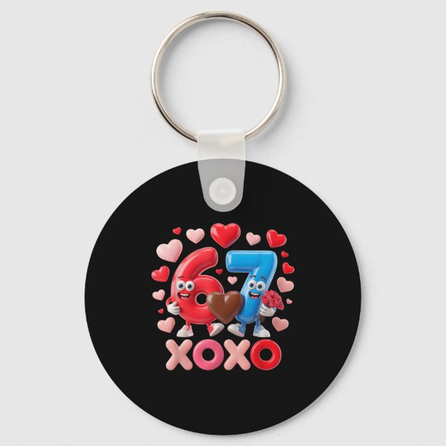 67 Cute Six Seven Gen Meme Couple Anniversary Vale Key Ring (Front)