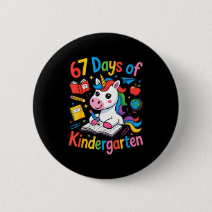67 Days Of Kindergarten Cute Unicorn For Teachers 6 Cm Round Badge