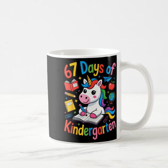 67 Days Of Kindergarten Cute Unicorn For Teachers  Coffee Mug (Right)
