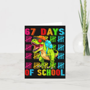 67 Days Of School 67th Day Dinosaur For Boys Mens Card