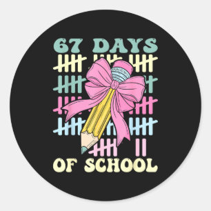 67 Days Of School Cool Teacher Design Classic Round Sticker