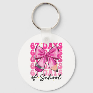 67 Days Of School Coquette Bow Six Seven Meme Teac Key Ring