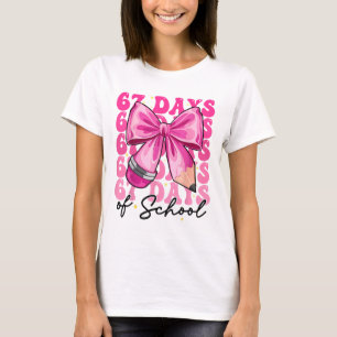 67 Days Of School Coquette Bow Six Seven Meme Teac T-Shirt