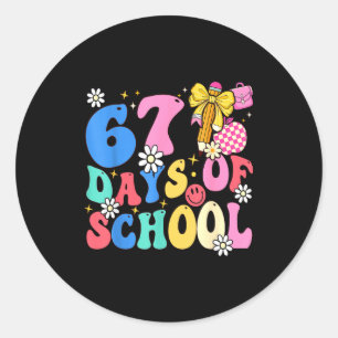 67 Days Of School Coquette Bow Students Teachers 1 Classic Round Sticker