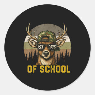 67 Days Of School Deer Hunting Boy Camo Boy Girl T Classic Round Sticker