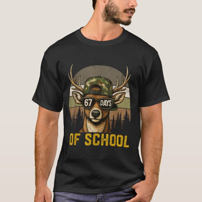 67 Days Of School Deer Hunting Boy Camo Boy Girl T T-Shirt (Front)