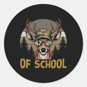 67 Days Of School Deer Hunting Camo Boy Girl Teach Classic Round Sticker
