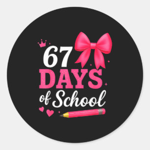 67 Days Of School Girls Coquette Bow 67th Day Of S Classic Round Sticker