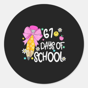 67 Days Of School Girls Coquette Bow 67th Day Of S Classic Round Sticker