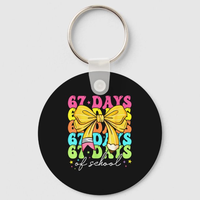 67 Days Of School Girls Coquette Bow 67th Day Of S Key Ring (Front)