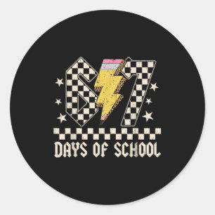 67 Days Of School Meme Slang Abcd Rock Boys Girls Classic Round Sticker