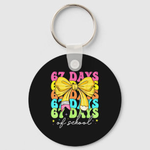 67 Days Of School Pencil Coquette Bow 67th Day Of Key Ring