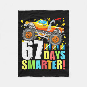 67 Days Of School Smarter Funny Six Seven Monster  Fleece Blanket