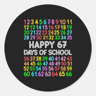 67 Days Of School Teacher Kids Boy 67 Math Numbers Classic Round Sticker