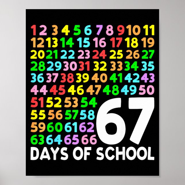 67 Days Of School Teacher Kids Boy 67 Math Numbers Poster (Front)