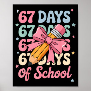 67 Days Of School Teacher Shirt Cute Preppy Cow Gi Poster