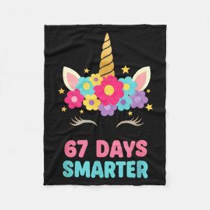 67 Days Smarter Bow Girls Kids Funny Unicorn 6 7 M Fleece Blanket