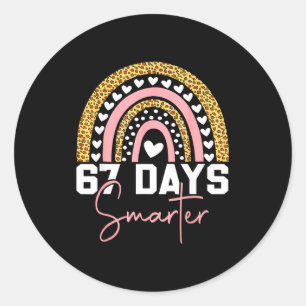 67 Days Smarter Days Of School Survived Rainbow Le Classic Round Sticker