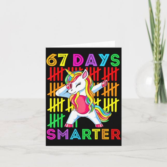 67 Days Smarter Kids Girls Unicorn 67th Day Of Sch Card (Front)