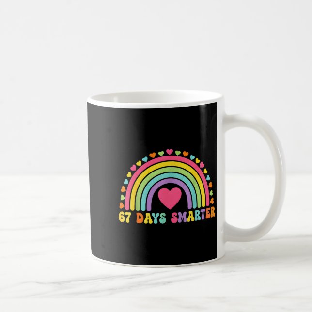 67 Days Smarter Rainbow Heart Design For Teacher S Coffee Mug (Right)