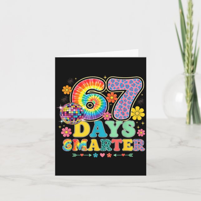 67 Days Smarter Tie Dye Girls Student Teacher 67 M Card (Front)