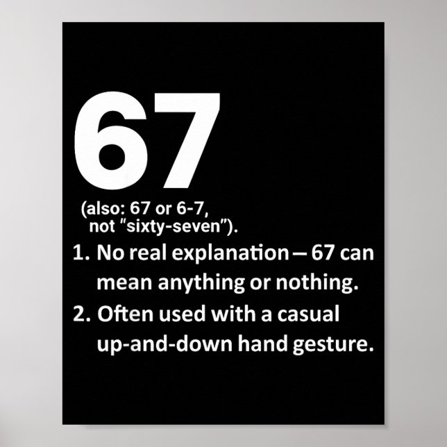 67 Definition Funny Six Seven Meme 6 7  Poster (Front)