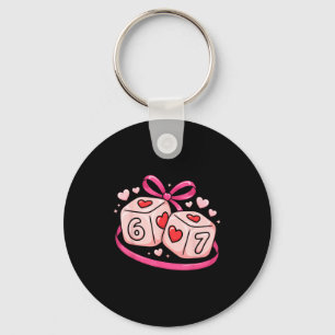 67 Dice Valentine’s Day Six Seven Hearts 6-7 Meme Key Ring