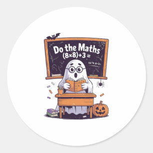 67 Do The Math Ghost Teacher Halloween Costume Mat Classic Round Sticker