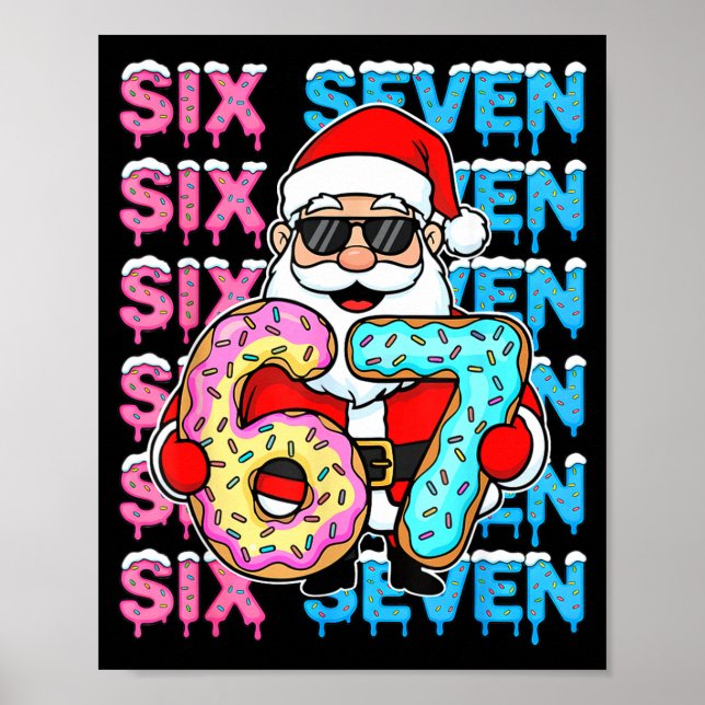 67 Donut Christmas Funny Six Seven Meme Santa Kids Poster (Front)