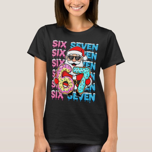 67 Donut Christmas Funny Six Seven Meme Santa Kids T-Shirt (Front)