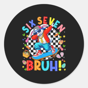 67 easter day six seven bruh rabbit bunny dabbing classic round sticker