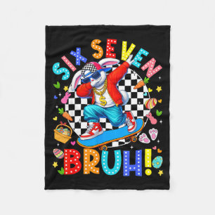 67 easter day six seven bruh rabbit bunny dabbing fleece blanket