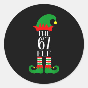 67 Elf Christmas Costume Pajama 67 Meme Gen Alpha  Classic Round Sticker