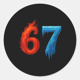 67 Fire And Ice Elements Cool Hot Opposites Graphi Classic Round Sticker