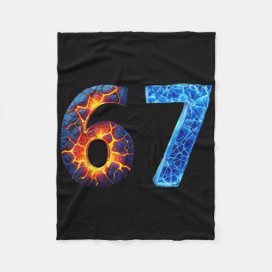 67 Fire Ice Number Funny Six Seven Meme 6 7  Fleece Blanket