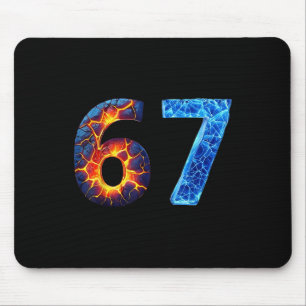 67 Fire Ice Number Funny Six Seven Meme 6 7 Mouse Pad