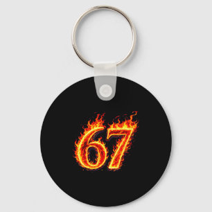 67 fire six seven meme flames slang number funny key ring
