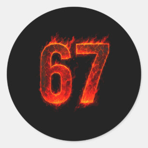 67 Flame Number Six Seven Meme 67 Kid Classic Round Sticker