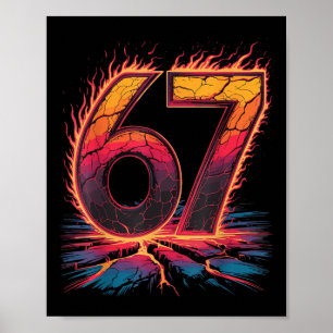 67 Flame Number Six Seven Meme 67 Kid  Poster