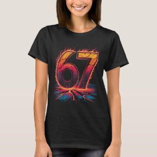 67 Flame Number Six Seven Meme 67 Kid  T-Shirt