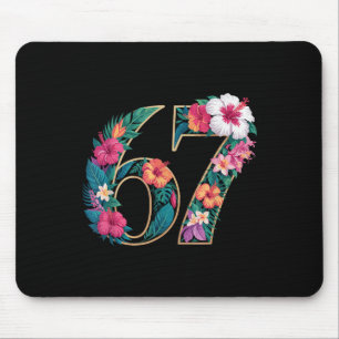 67 Floral Flower Gen 67th Birthday Number 67 Mouse Pad